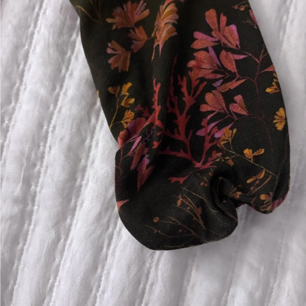 Garnet Hill Floral Print 3/4 Sleeve Peasant Blouse